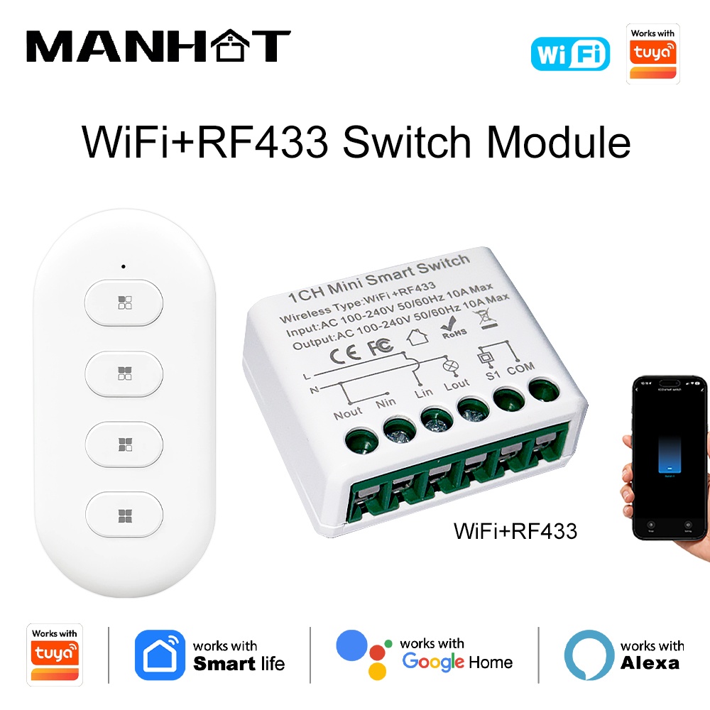 Smart Home Switch - For Tuya WIFI 10A Smart Light