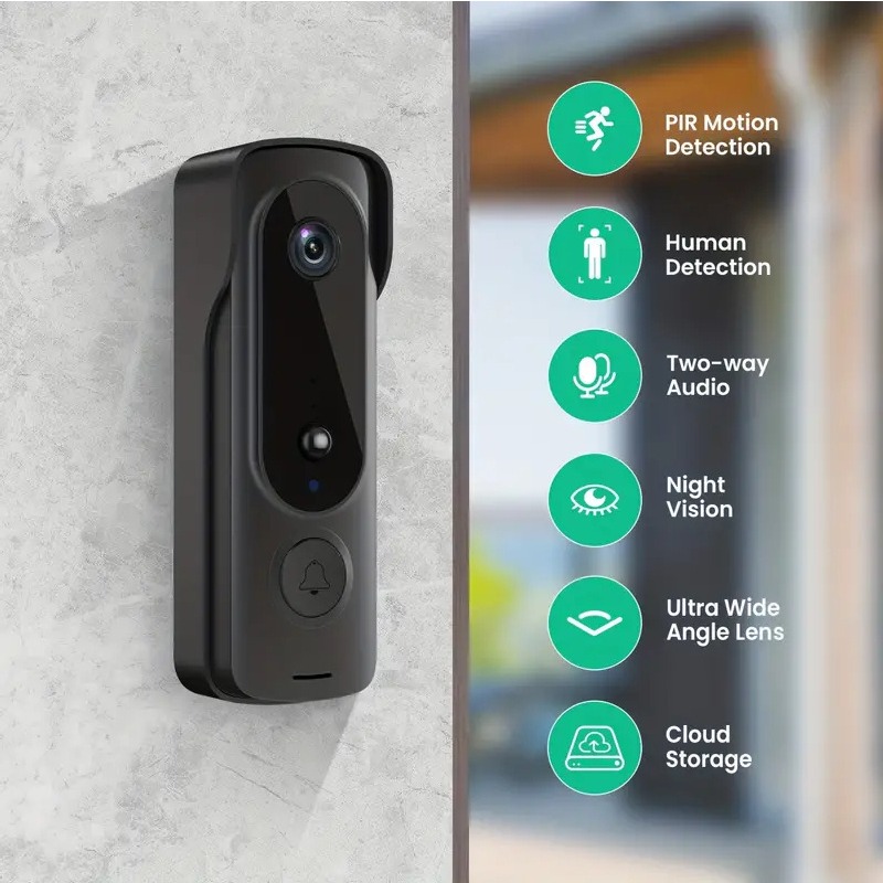Smart Home Hub Apple - Outdoor Wireless Doorbell Solar Cover 1080P