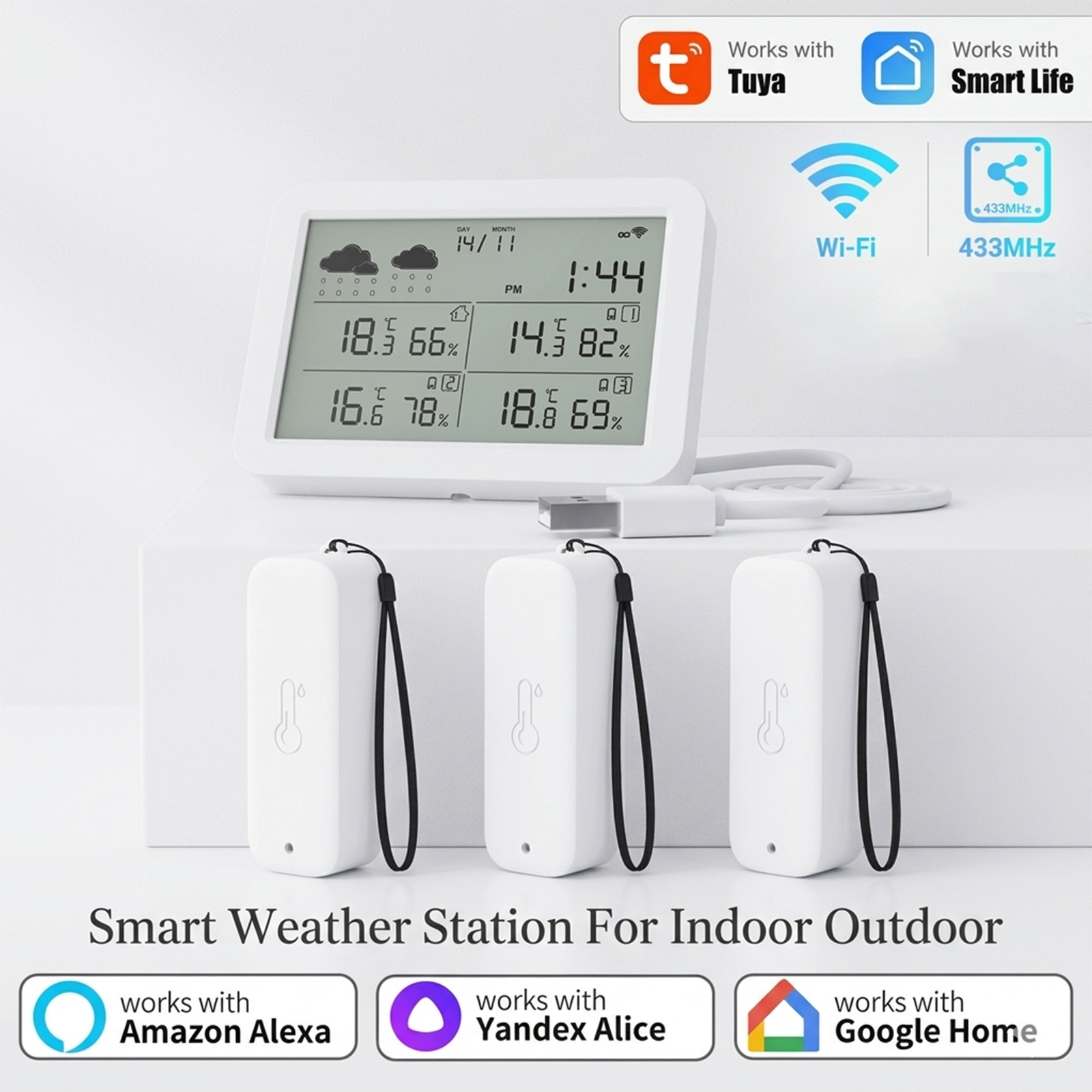Smart Home Furniture - Tuya WiFi+RF433 Weather Station, Smart Home