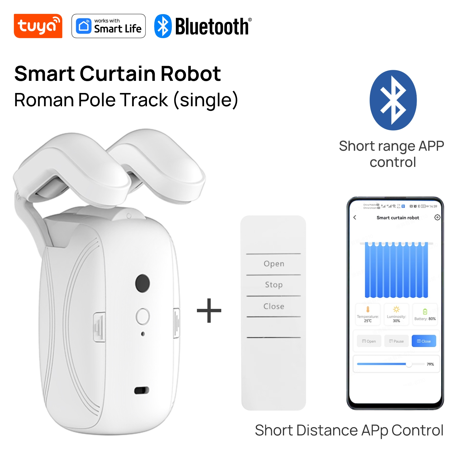 Smart Curtain Robot - Tuya Smart Curtain Robot(Roman Rod Track)Bluetooth
