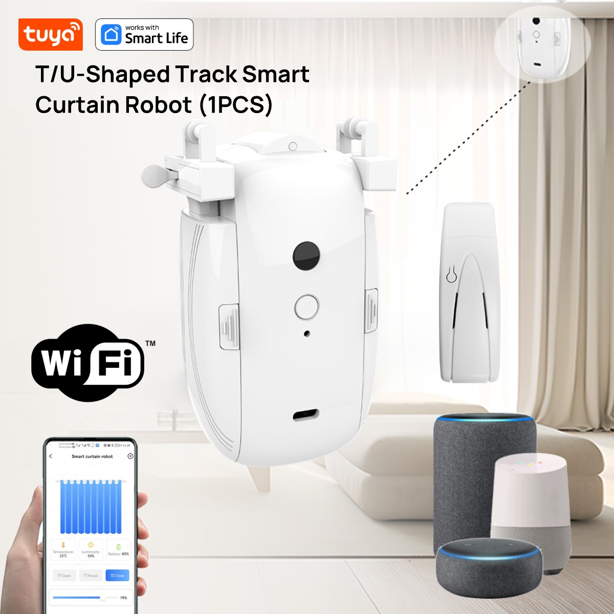 Tuya Smart WiFi Curtain Robot  - đánh giá và giá Smart Curtain Robot