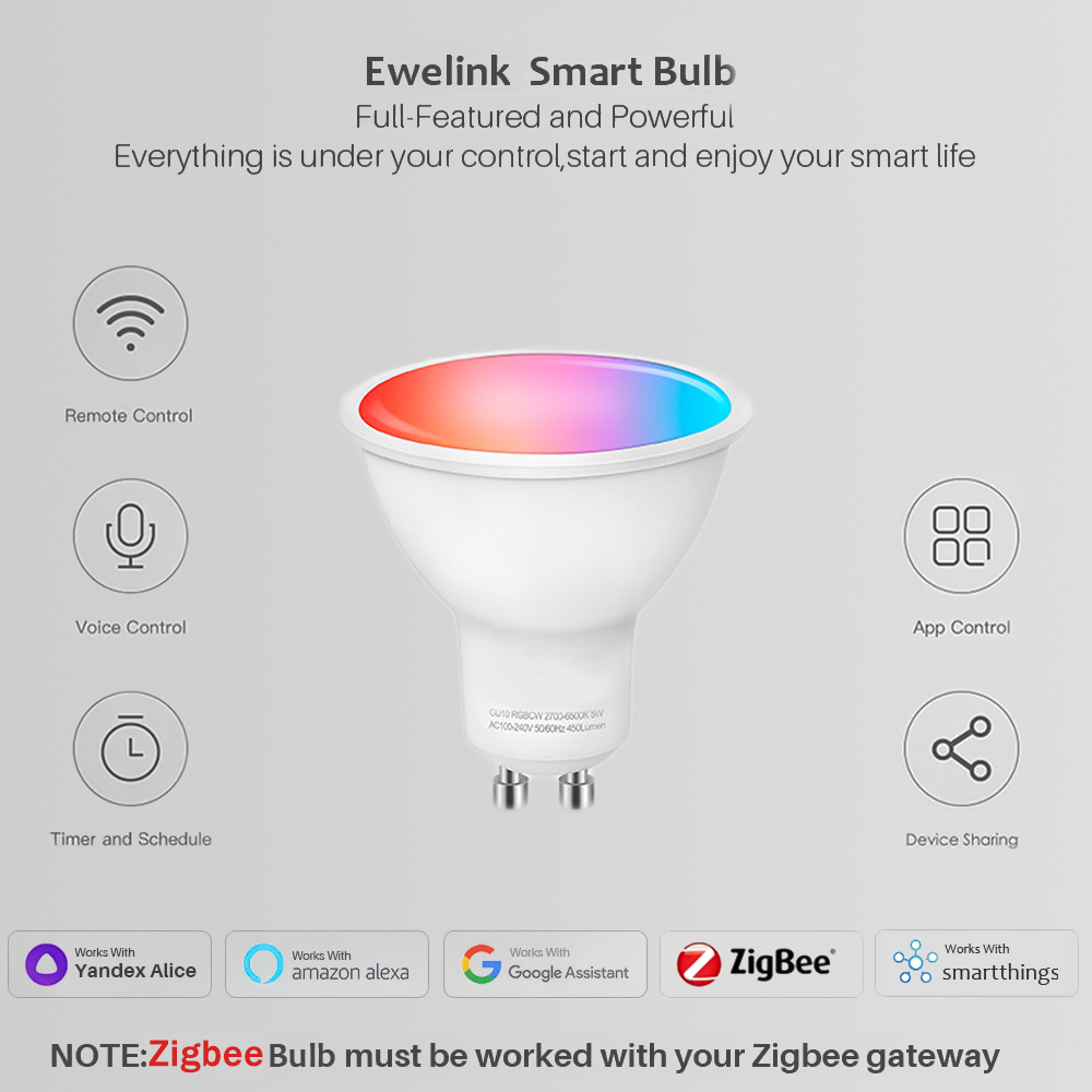 Ewelink GU10 Zigbee LED Bulbs  - đánh giá và giá Smart Home Google Assistant
