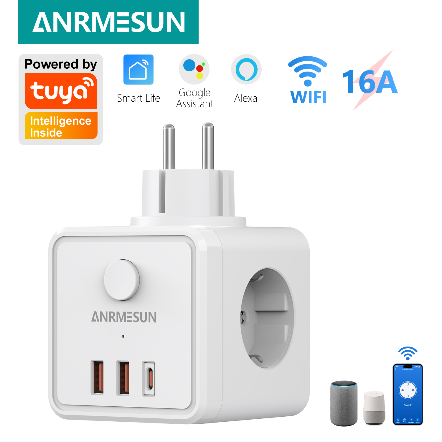 3 EU Plug 2 USB-A 1 Type-C Por - đánh giá và giá Smart Home Or Smart Home