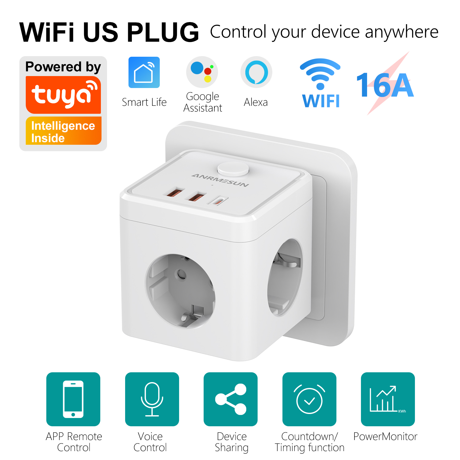 3 EU Plug 2 USB-A 1 Type-C Por - đánh giá và giá Smart Home Or Smart Home