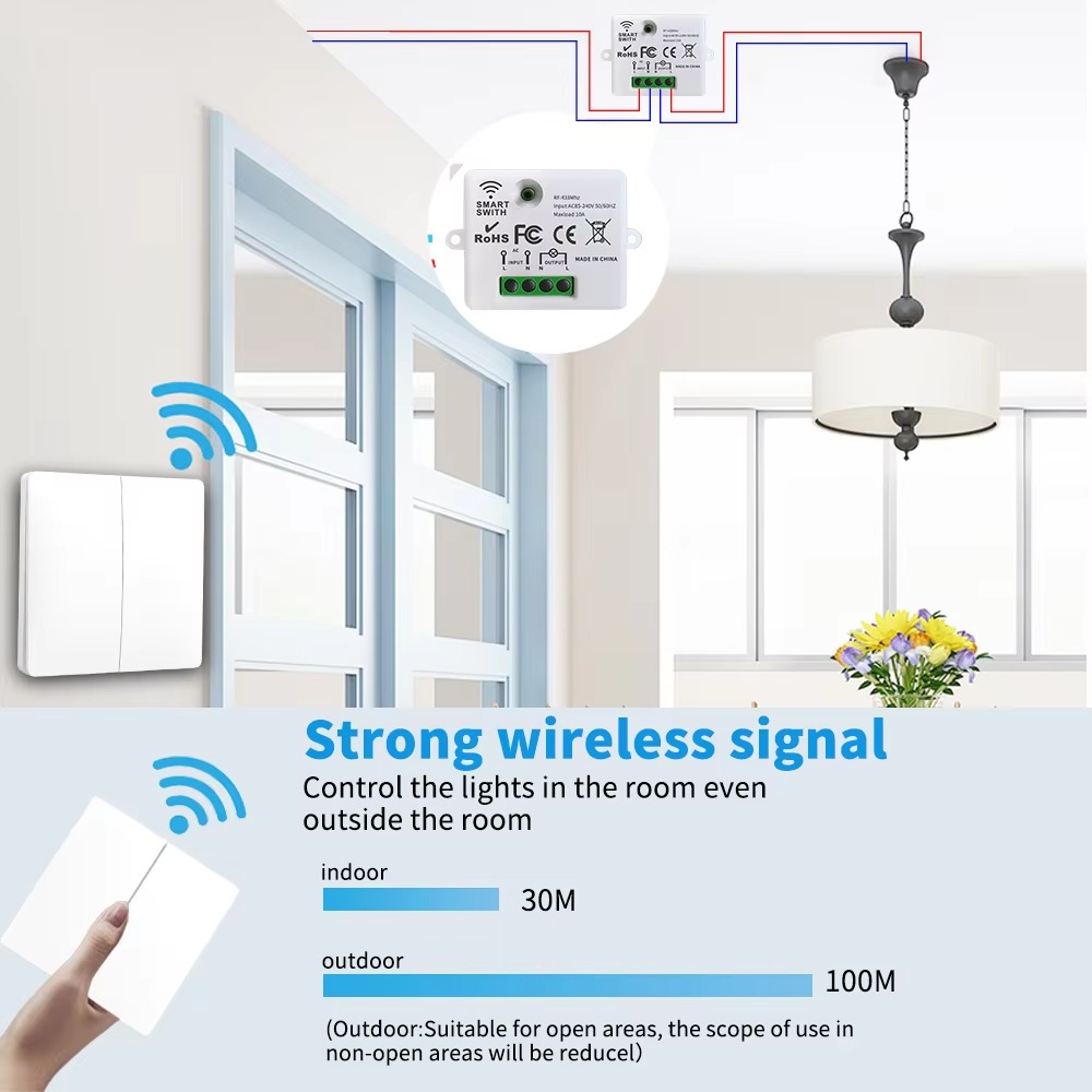 RF433 Self-Powered Wireless Li - đánh giá và giá Smart Home Switch